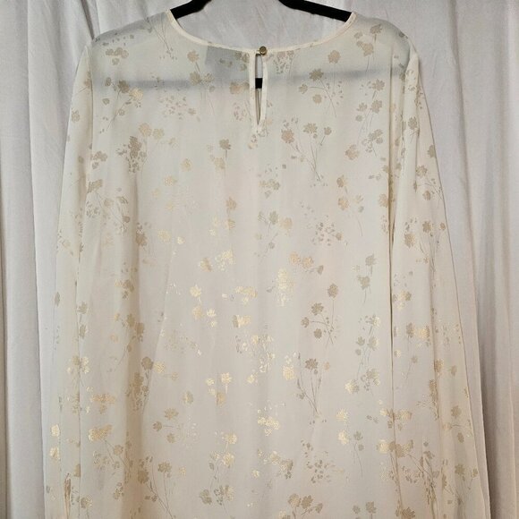 Liz Claiborne Ivory Textured Rhinestones Long Sleeve Blouse Womens Size Large XL - Picture 4 of 8